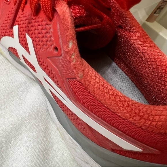 ASICS Clay Tennis Shoes sz:9 Gel-Resolution 8 Fiery Red/White Fabric Flyte Foam - Picture 9 of 9